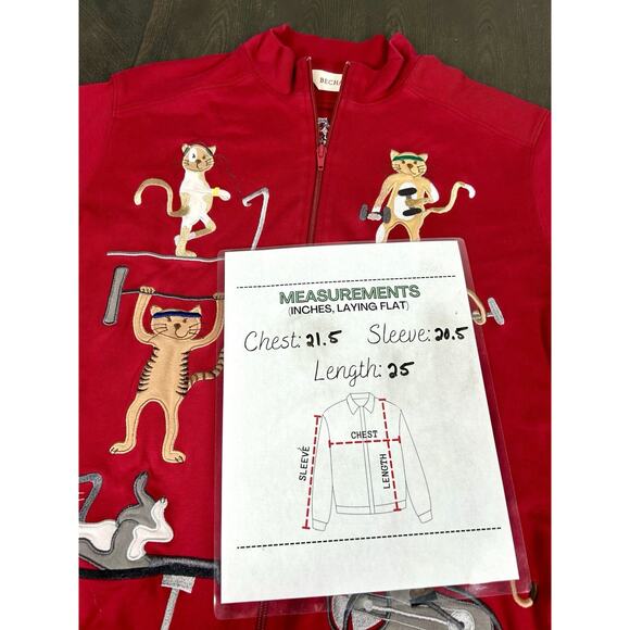 Vintage 90's Bechamel Zip Up Light Jacket Aerobic Cats Women's Medium Cotton - Picture 11 of 11